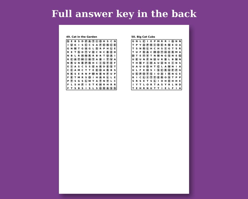 Cat Lovers Word Search printable preview 3