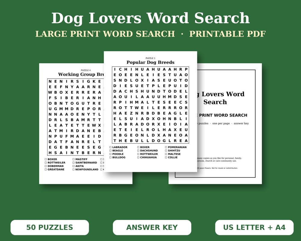 Dog Lovers Word Search