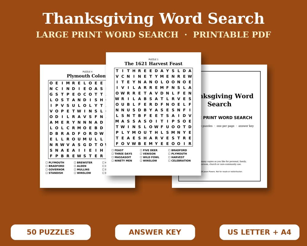 Thanksgiving Word Search
