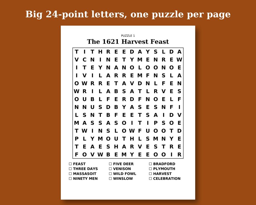 Thanksgiving Word Search printable preview 2