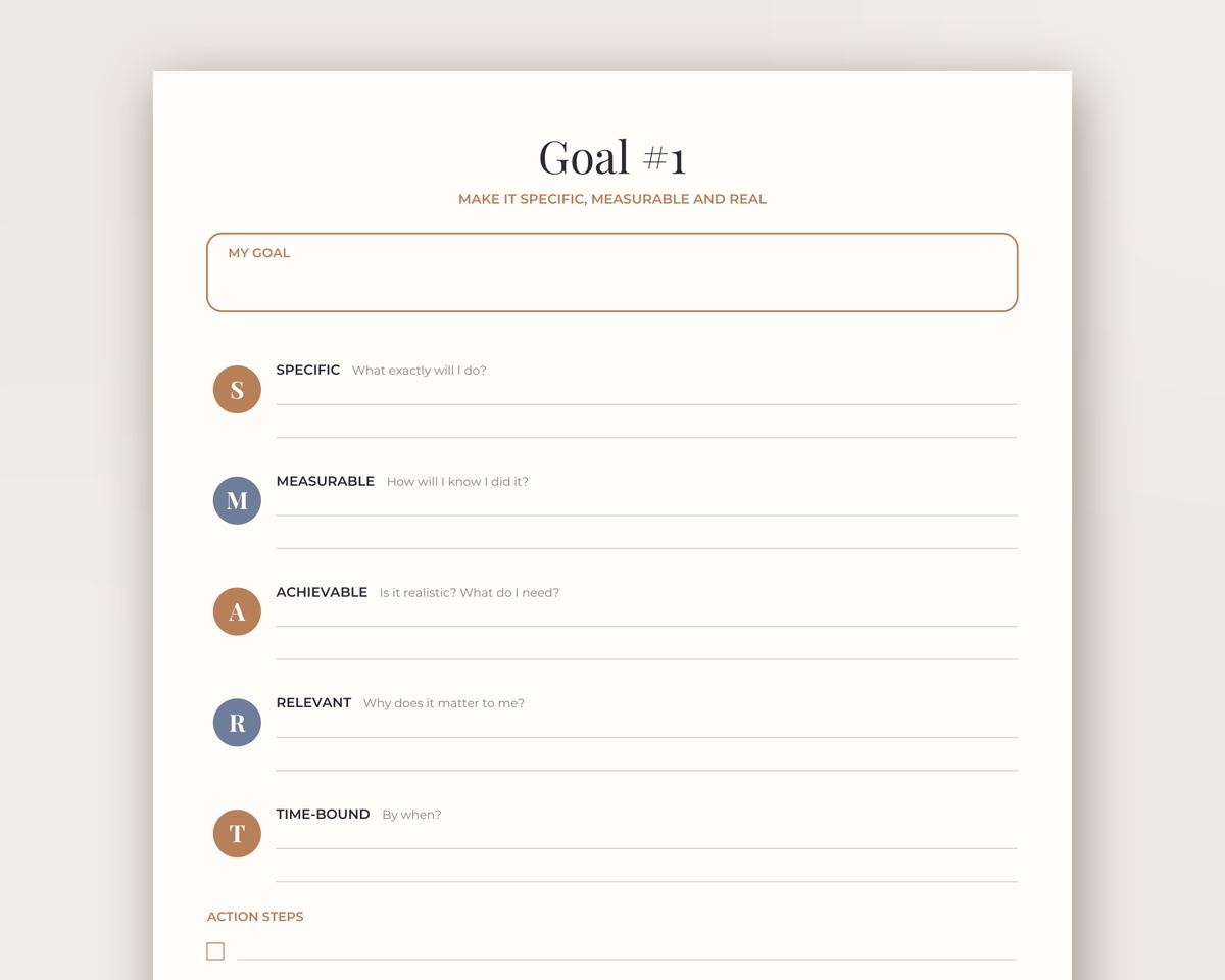2027 Goal Planner & Vision Board Kit Printable: Goal Setting Worksheets, Word of the Year, Monthly Check-Ins printable preview 2