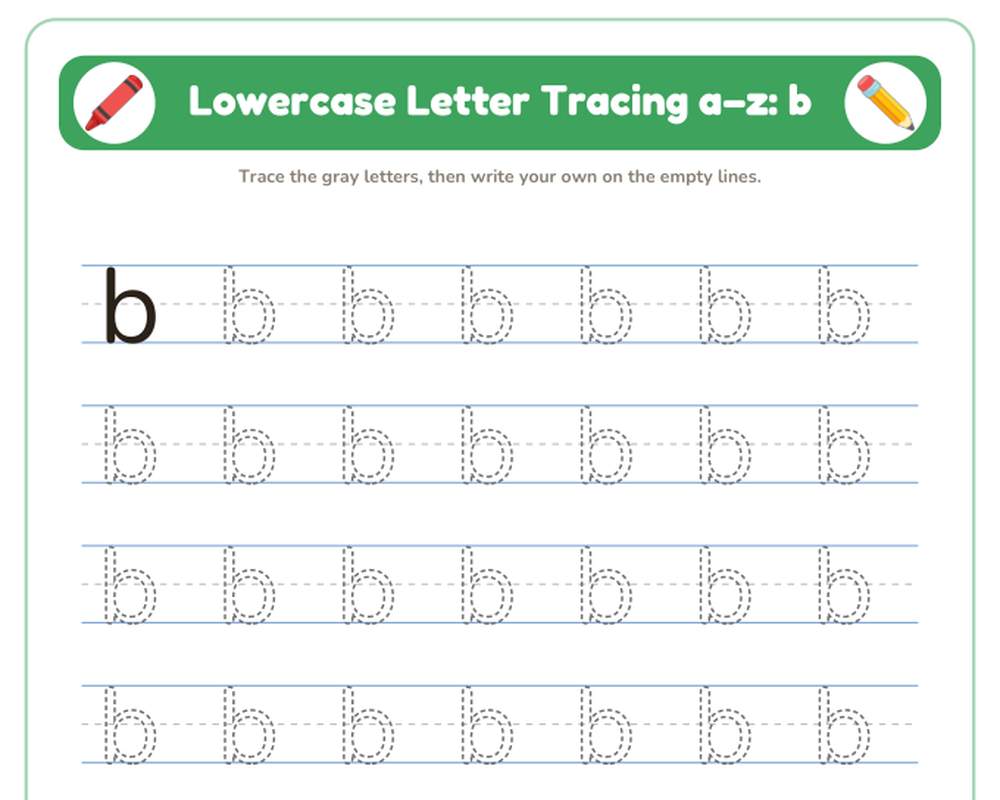 Free printable Lowercase Letter Tracing a–z sample page