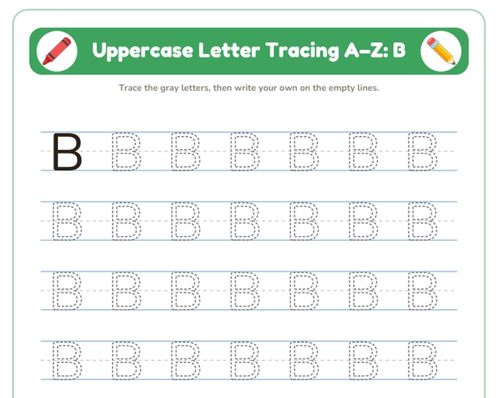 Uppercase Letter Tracing A–Z Worksheets (Printable Handwriting Practice) printable preview 2