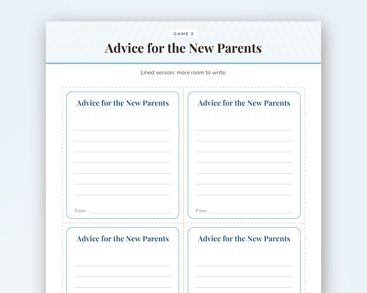 Baby Shower Advice & Wishes Cards: Printable Fill-in Cards + Table Sign printable preview 2