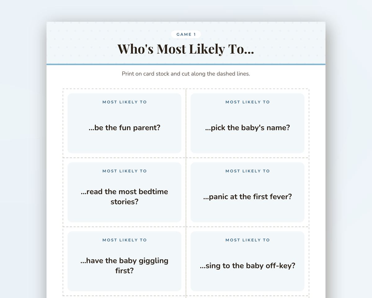 Free printable Who's Most Likely To sample page