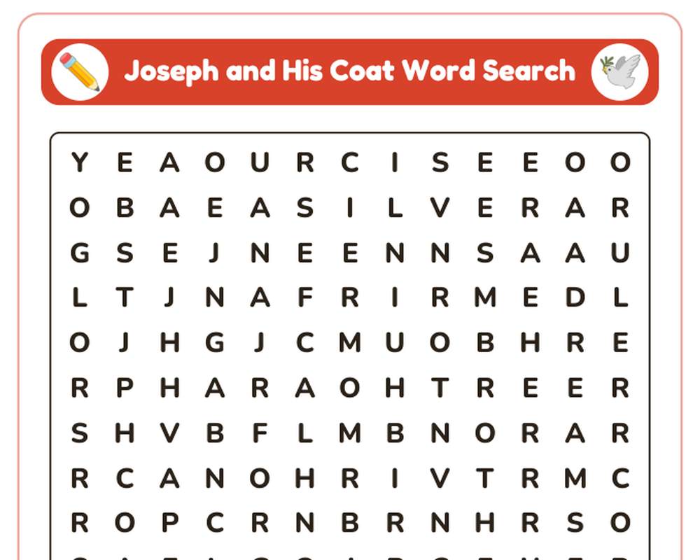 Joseph and His Coat Sunday School Worksheet: Story, Word Search & Questions (KJV) printable preview 2