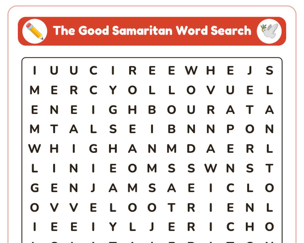 Free printable The Good Samaritan Sunday School sample page