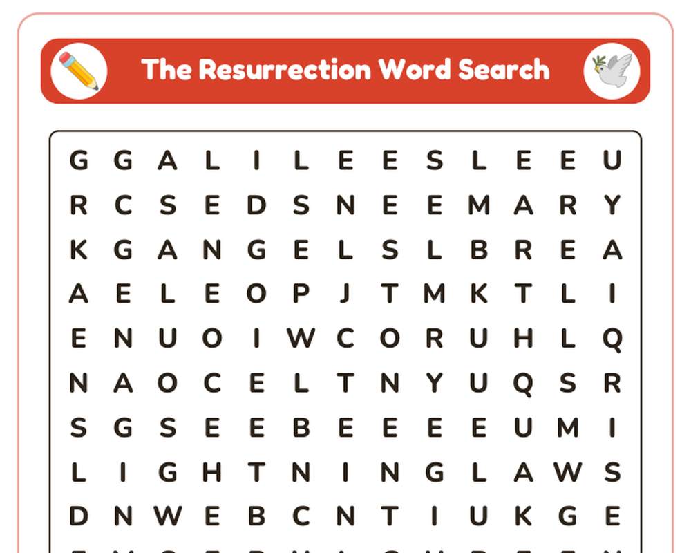 Free printable The Resurrection Sunday School sample page