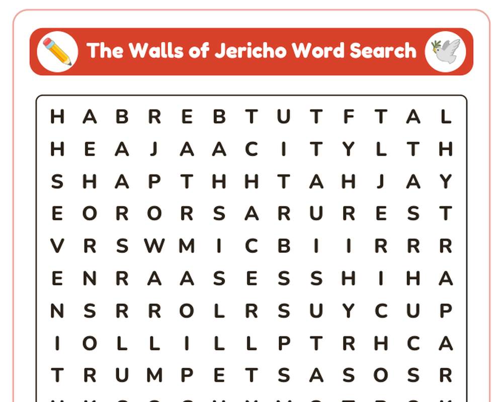 The Walls of Jericho Sunday School Worksheet: Story, Word Search & Questions (KJV) printable preview 2