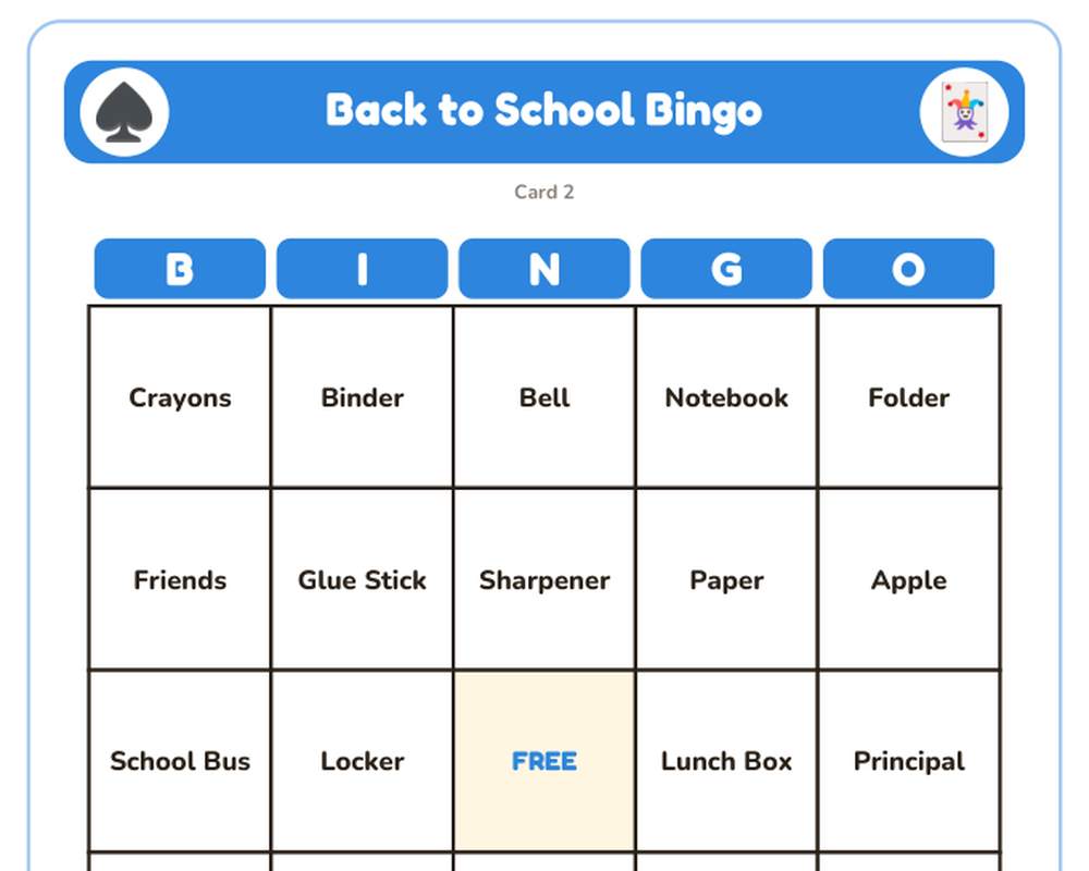 Back to School Bingo: 40 Printable Cards (Regular + Large Print) printable preview 2
