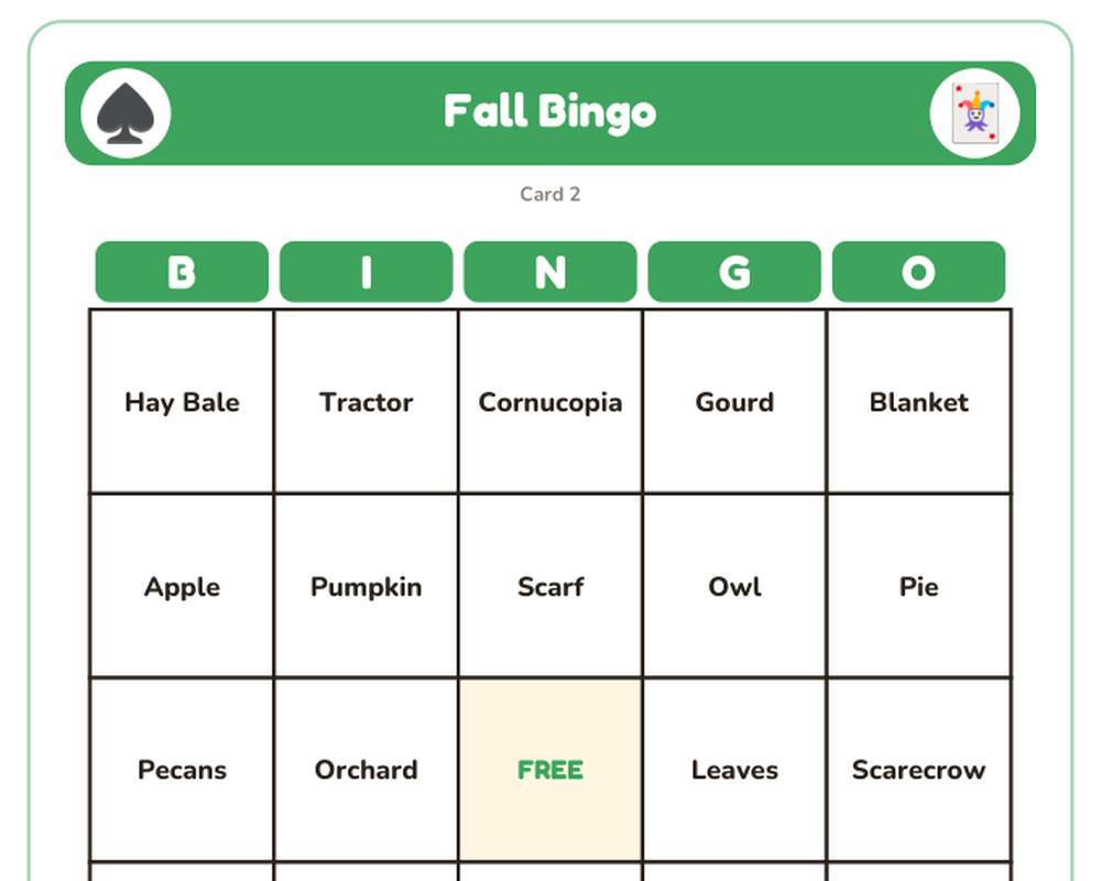 Fall Bingo: 40 Printable Cards (Regular + Large Print) printable preview 2