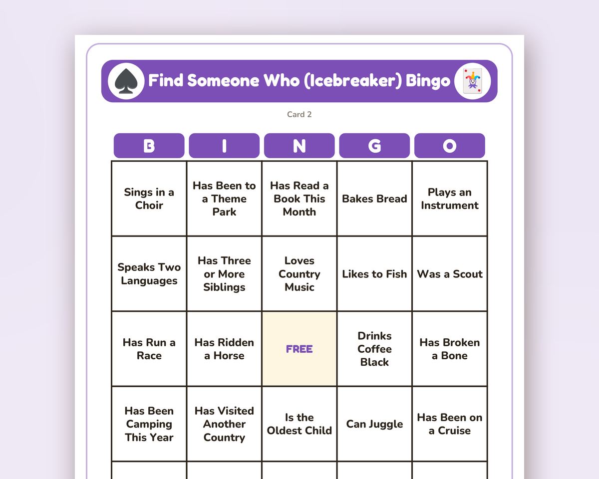 Find Someone Who (Icebreaker) Bingo: 40 Printable Cards (Regular + Large Print) printable preview 2