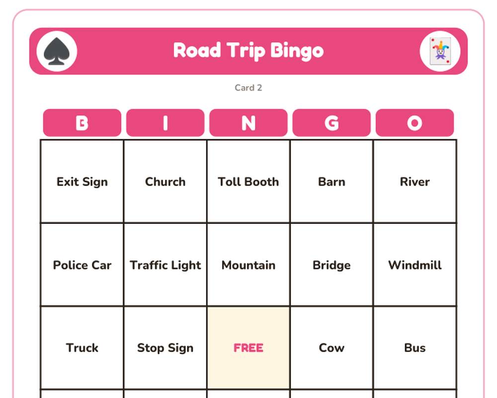 Road Trip Bingo: 40 Printable Cards (Regular + Large Print) printable preview 2
