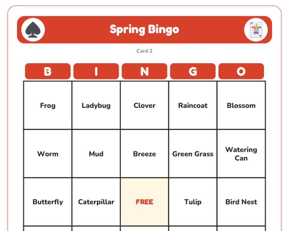 Spring Bingo: 40 Printable Cards (Regular + Large Print) printable preview 2