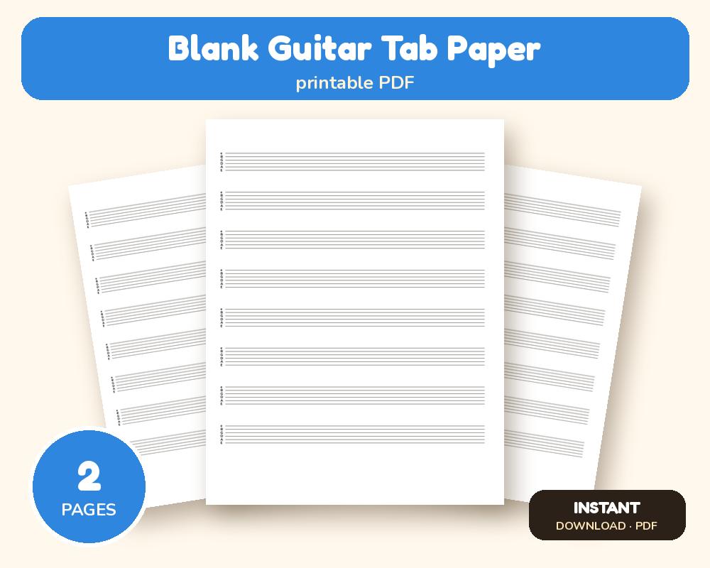 Blank Guitar Tab Paper Printable PDF