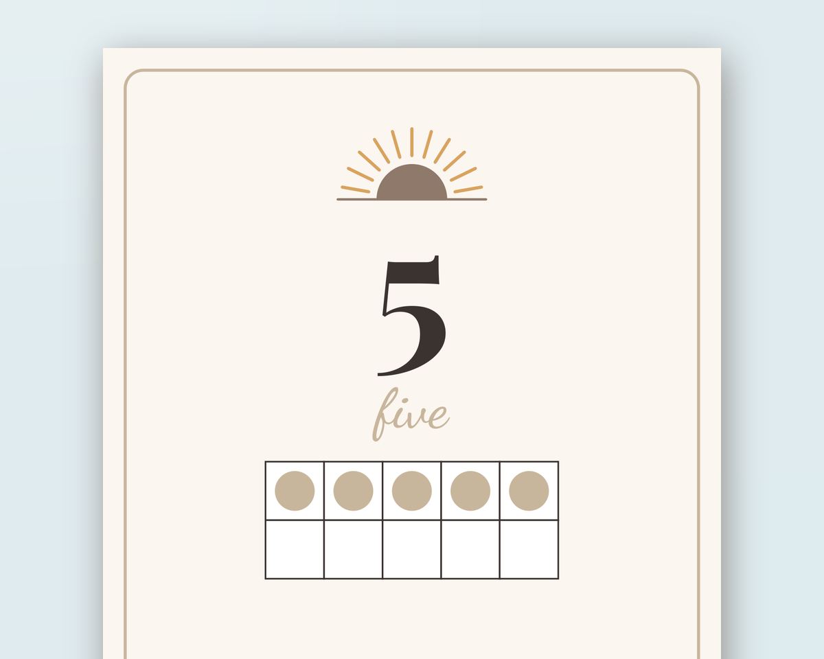 Boho Classroom Posters: Numbers 0-20 with Ten Frames, Shapes & Color Words (44 Posters) printable preview 2