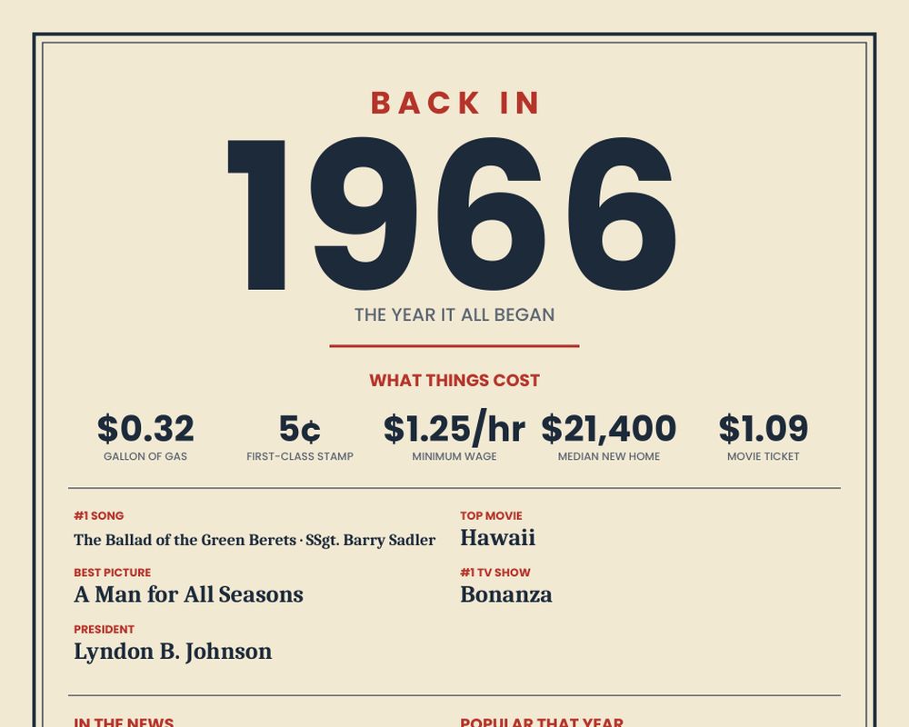 Born in 1966 Birthday Poster printable preview 2
