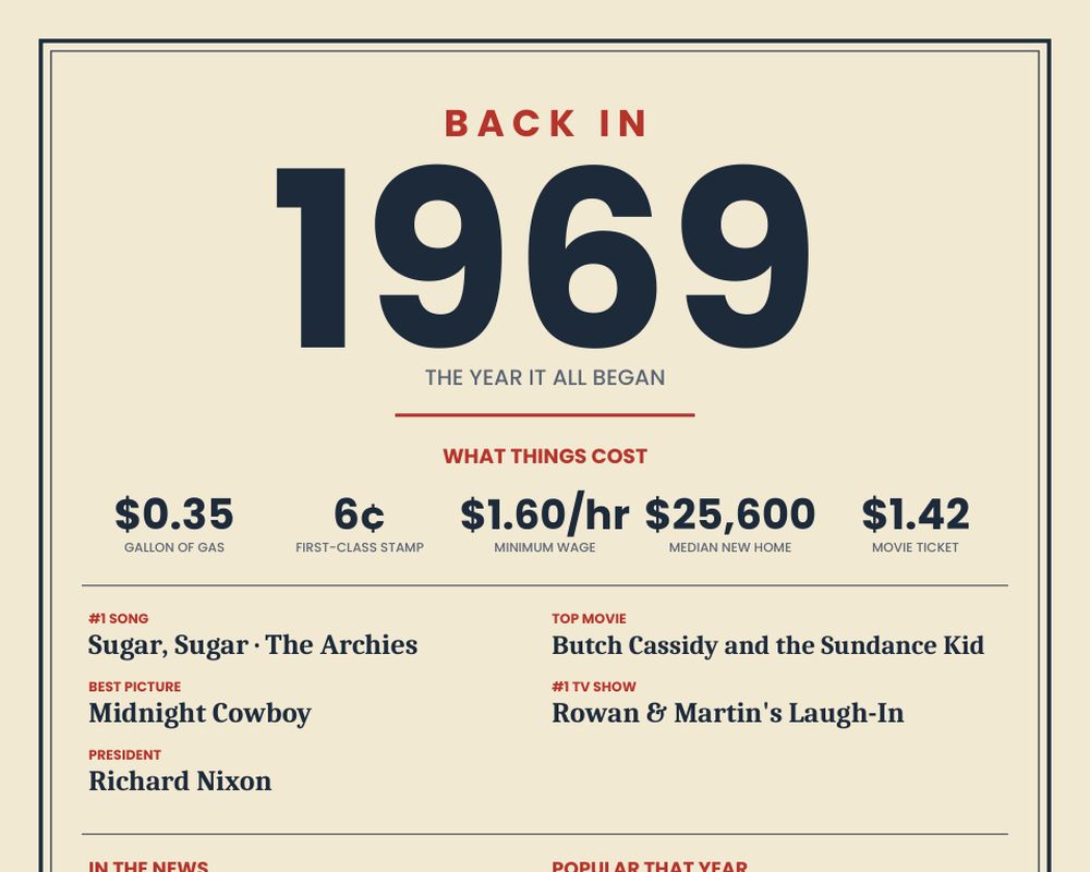Born in 1969 Birthday Poster printable preview 2