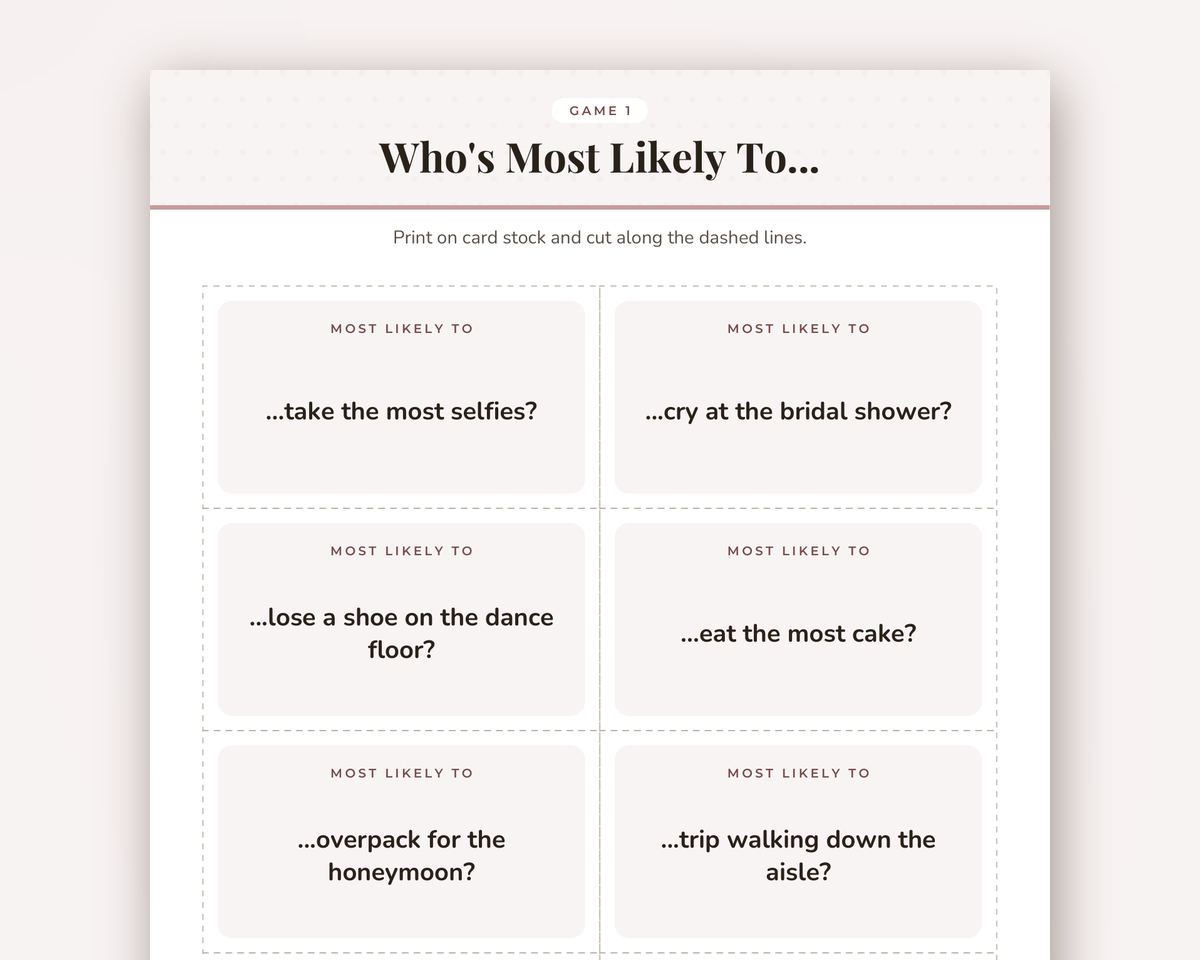 Free printable Who's Most Likely To sample page