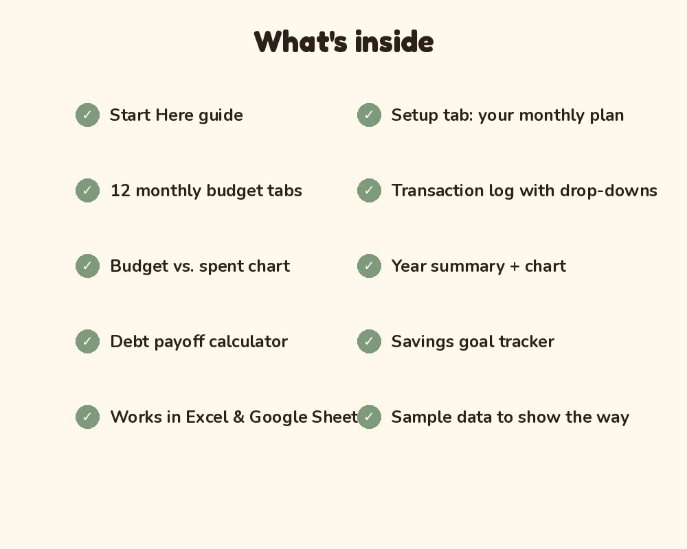 Budget Planner Spreadsheet: Monthly Budget Template for Excel & Google Sheets printable preview 3