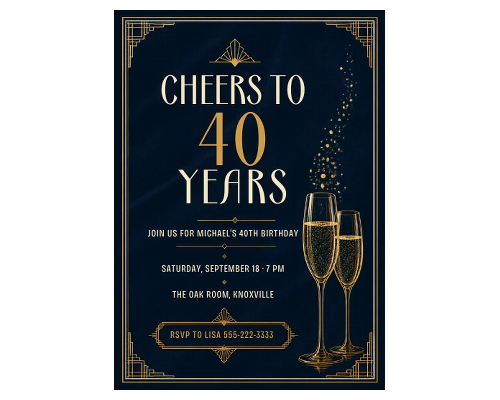40th Birthday Party Invitation Template: Editable in Canva printable preview 2