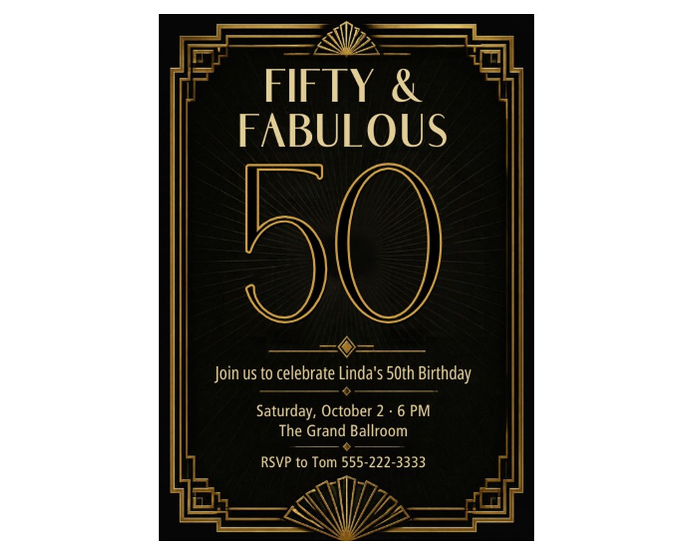 50th Birthday Party Invitation Template: Editable in Canva printable preview 2
