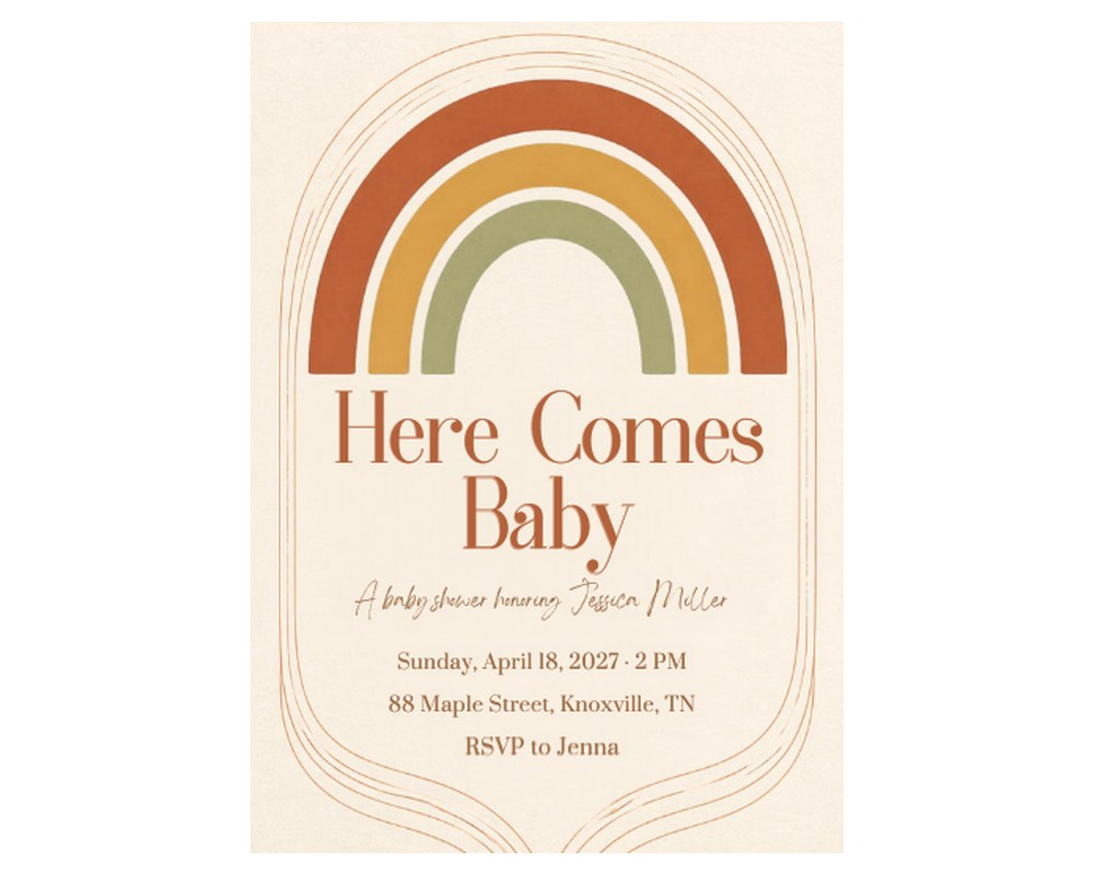 Boho Rainbow Baby Shower Invitation Template: Editable in Canva printable preview 2