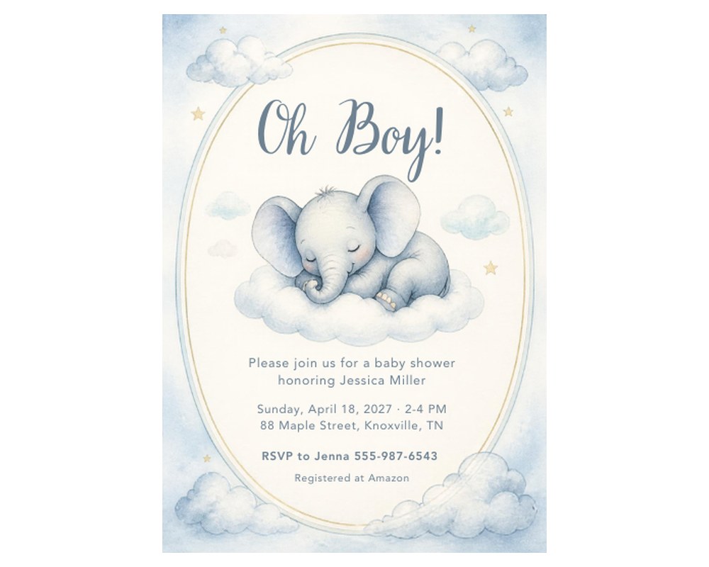 Blue Baby Shower Invitation Template: Editable in Canva (Boy) printable preview 2