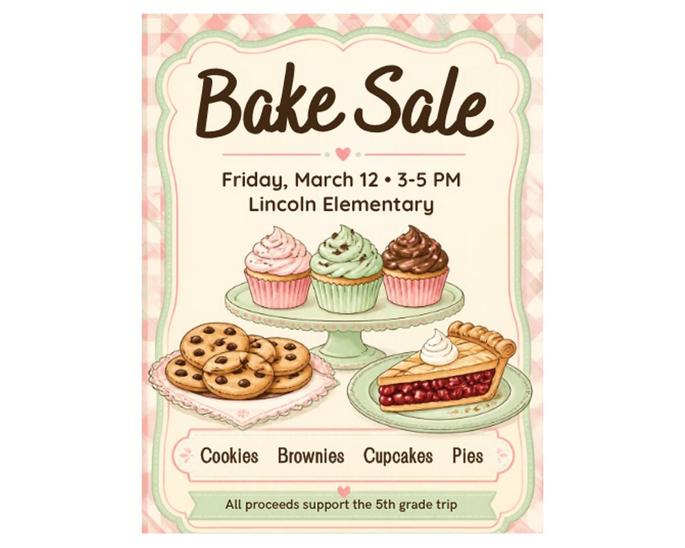 Bake Sale Flyer Template: Editable in Canva printable preview 2