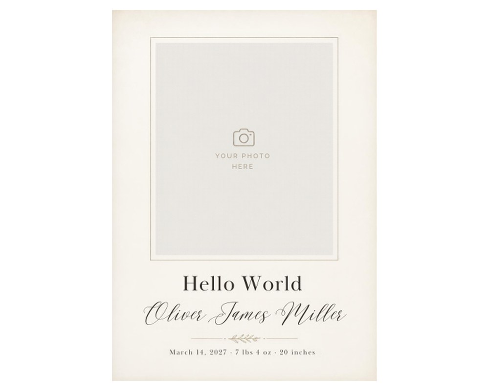 Photo Birth Announcement Card Template: Editable in Canva printable preview 2