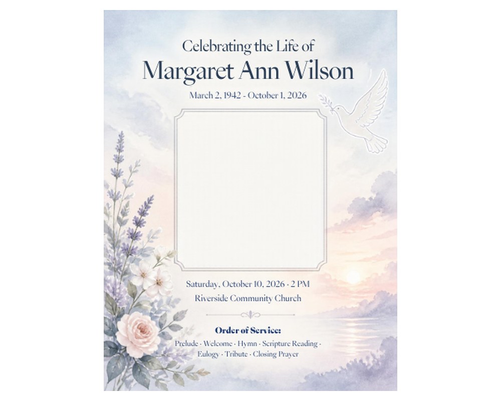Celebration of Life Funeral Program Template: Editable in Canva printable preview 2