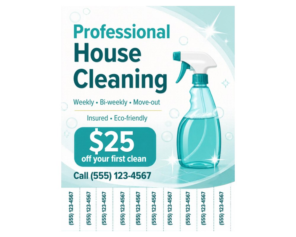 Cleaning Service Flyer Template: Editable in Canva printable preview 2