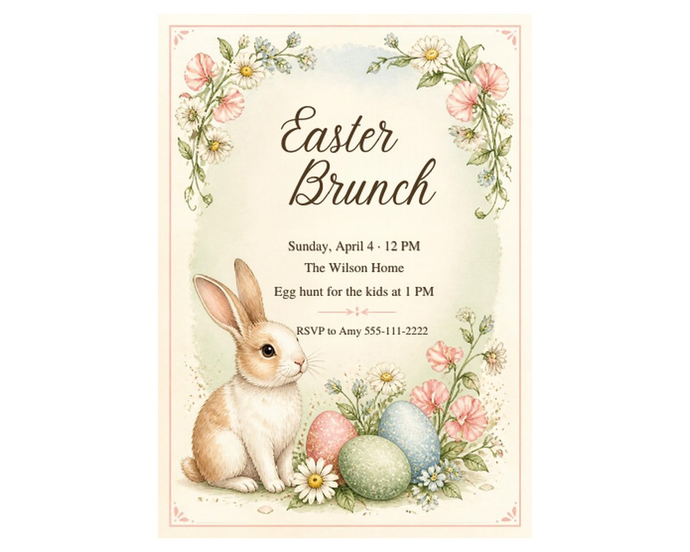 Easter Brunch Invitation Template: Editable in Canva printable preview 2