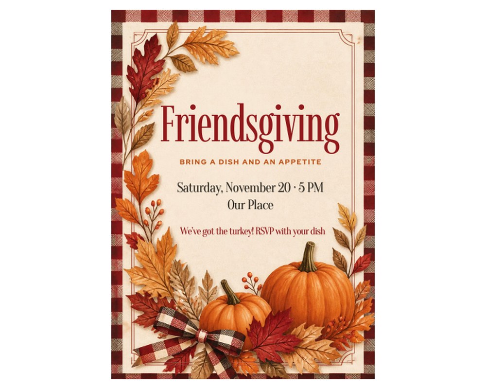Friendsgiving Invitation Template: Editable in Canva printable preview 2