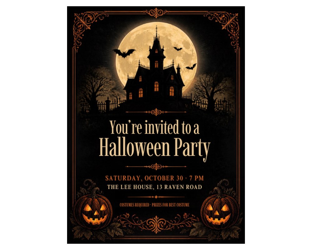 Halloween Party Invitation Template: Editable in Canva printable preview 2