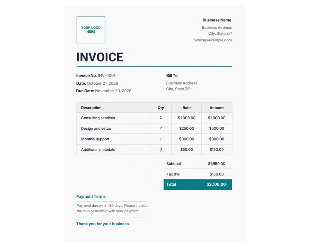 Small Business Invoice Template: Editable in Canva printable preview 2