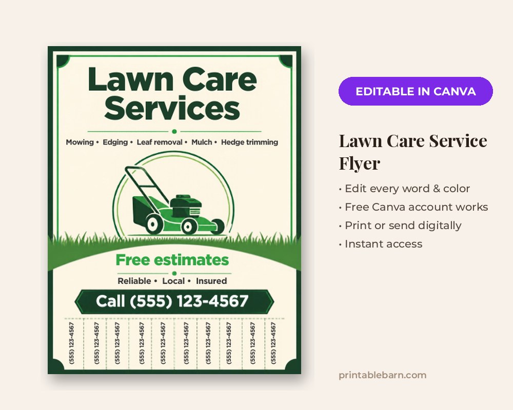 Lawn Care Service Flyer Template: Editable in Canva