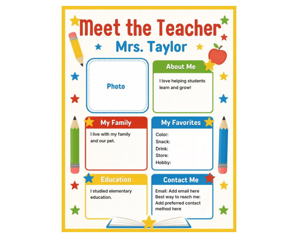 Meet the Teacher Template: Editable in Canva printable preview 2