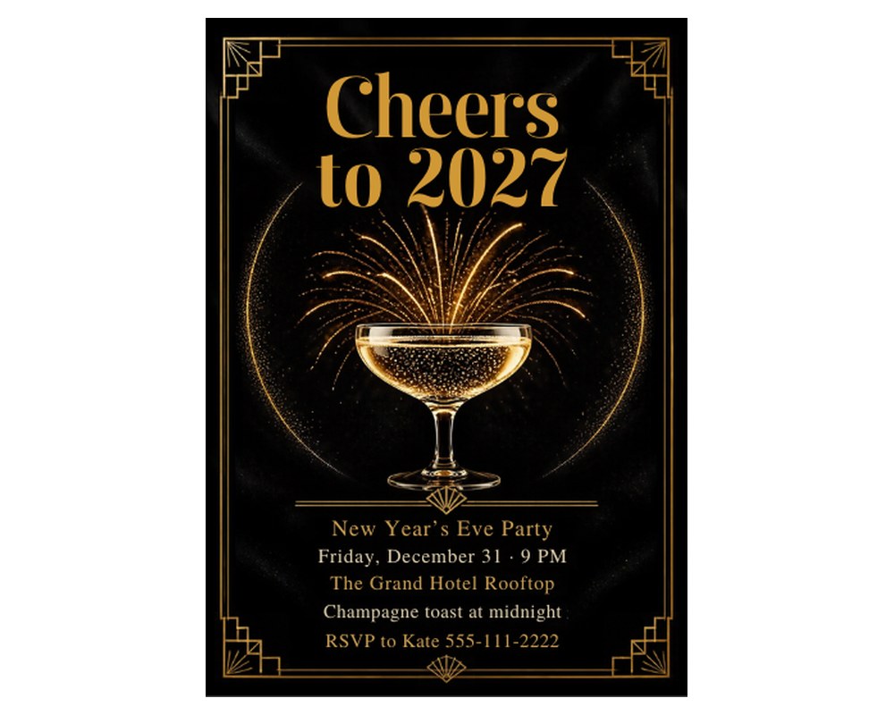 New Year's Eve Party Invitation Template: Editable in Canva printable preview 2