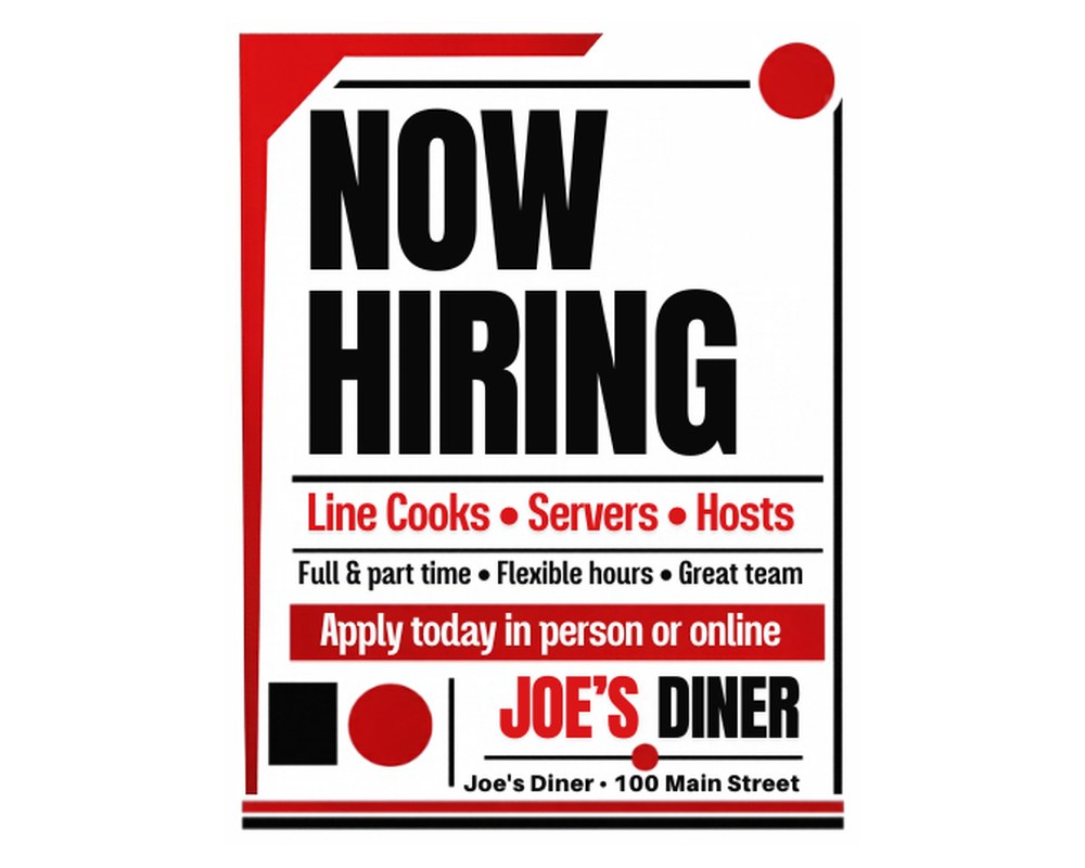 Now Hiring Flyer Template: Editable in Canva printable preview 2