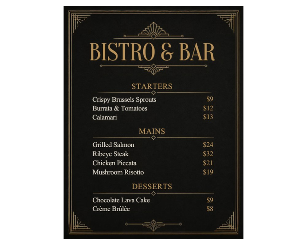 Restaurant Menu Template: Editable in Canva printable preview 2