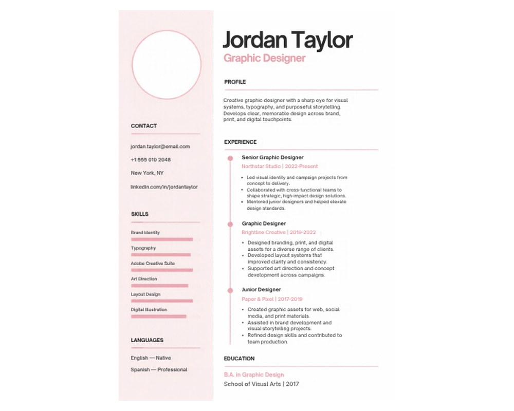 Creative Resume Template: Editable in Canva with Photo printable preview 2