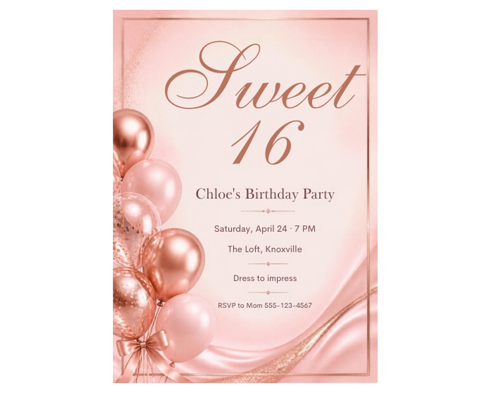 Sweet 16 Birthday Invitation Template: Editable in Canva printable preview 2