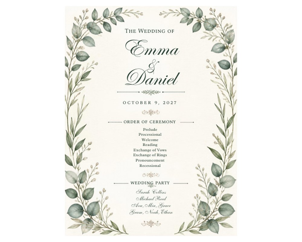 Wedding Ceremony Program Template: Editable in Canva printable preview 2