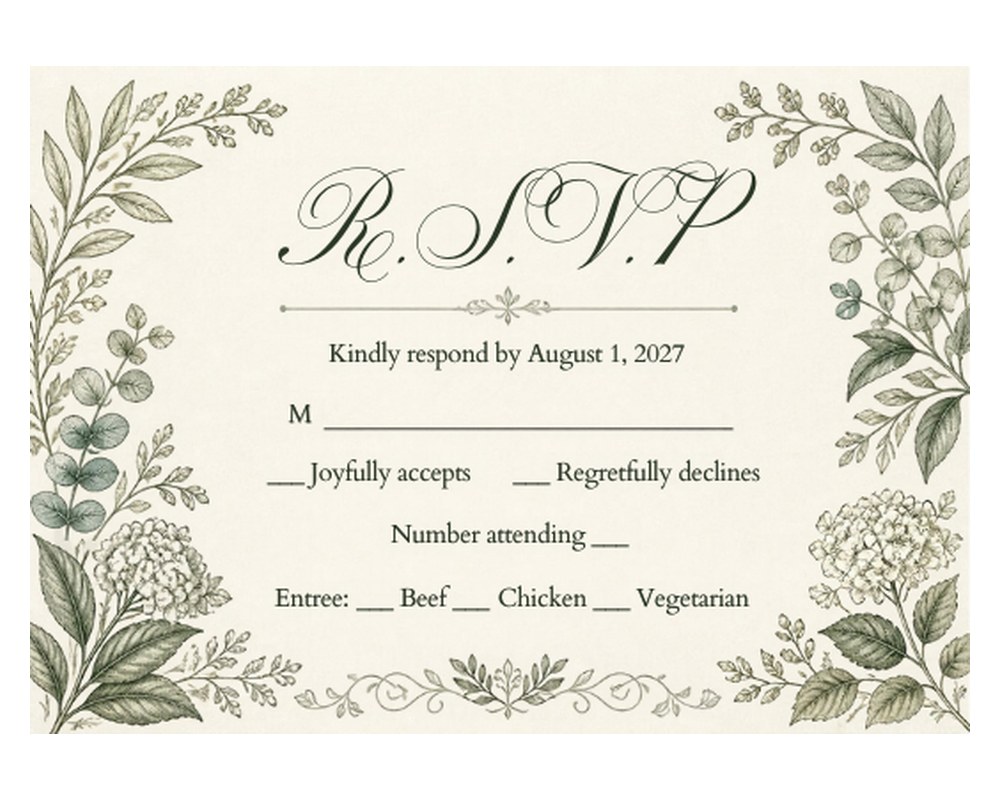 Elegant Wedding RSVP Card Template: Editable in Canva printable preview 2