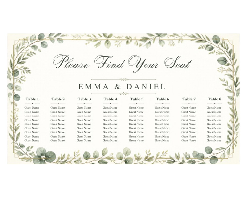 Wedding Seating Chart Sign Template: Editable in Canva printable preview 2