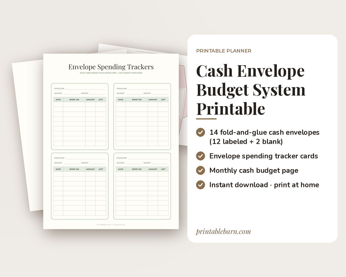 Cash Envelope Budget System Printable: Cash Envelopes, Sinking Funds, Debt Snowball & Bill Tracker printable preview 1