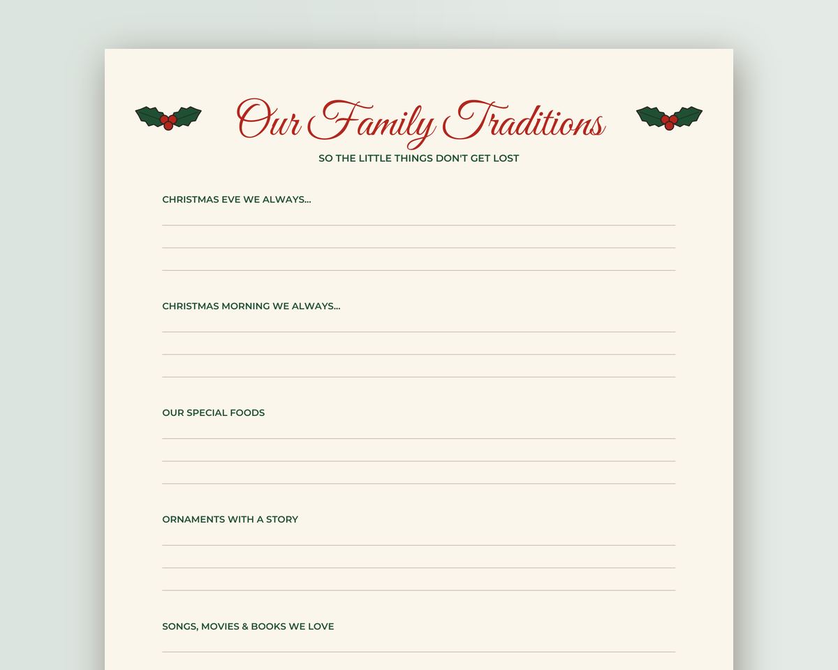Free printable Christmas Bucket List sample page