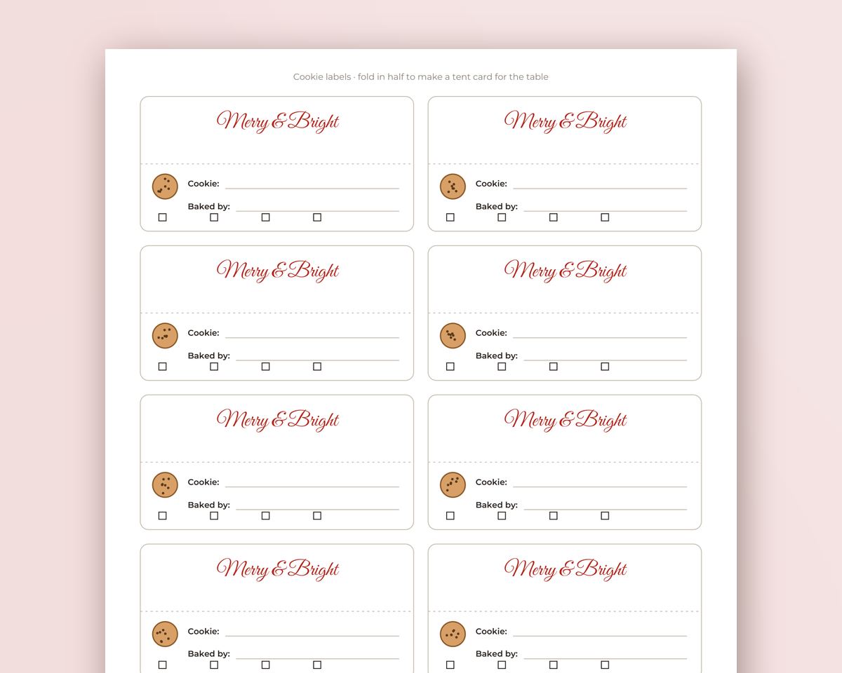 Free printable Christmas Cookie Exchange Party Kit sample page
