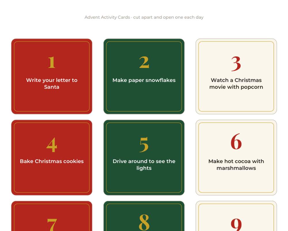 Christmas Countdown Printables: Advent Activity Cards, Color-In Countdown Tree & Paper Chain printable preview 2